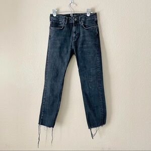 Zara raw hem straight leg black jeans